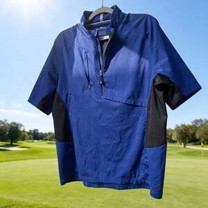 RLX Ralph Lauren Blue 1/4 Zip Short Sleeve Performance Windbreaker Men’s Large G
